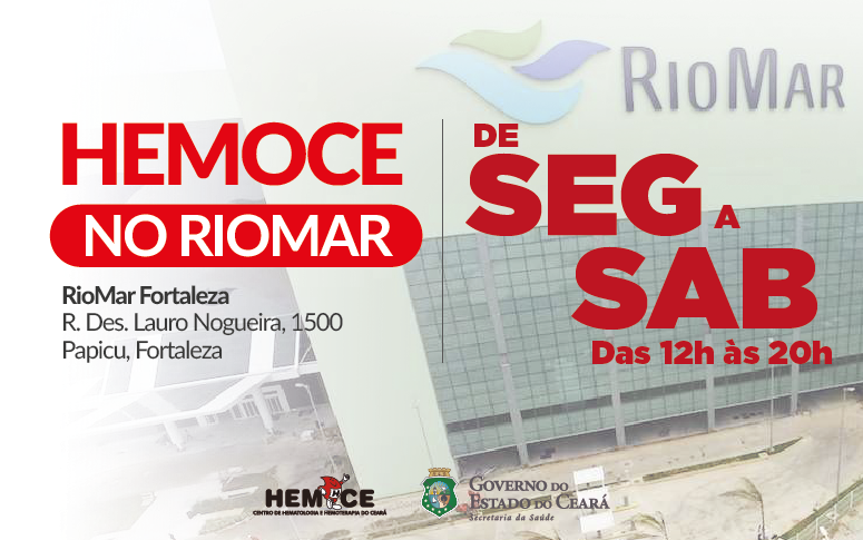 Banner do Hemoce sobre posto de coleta no RioMar