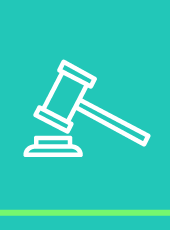 Imagem com o logo de martelo de juiz